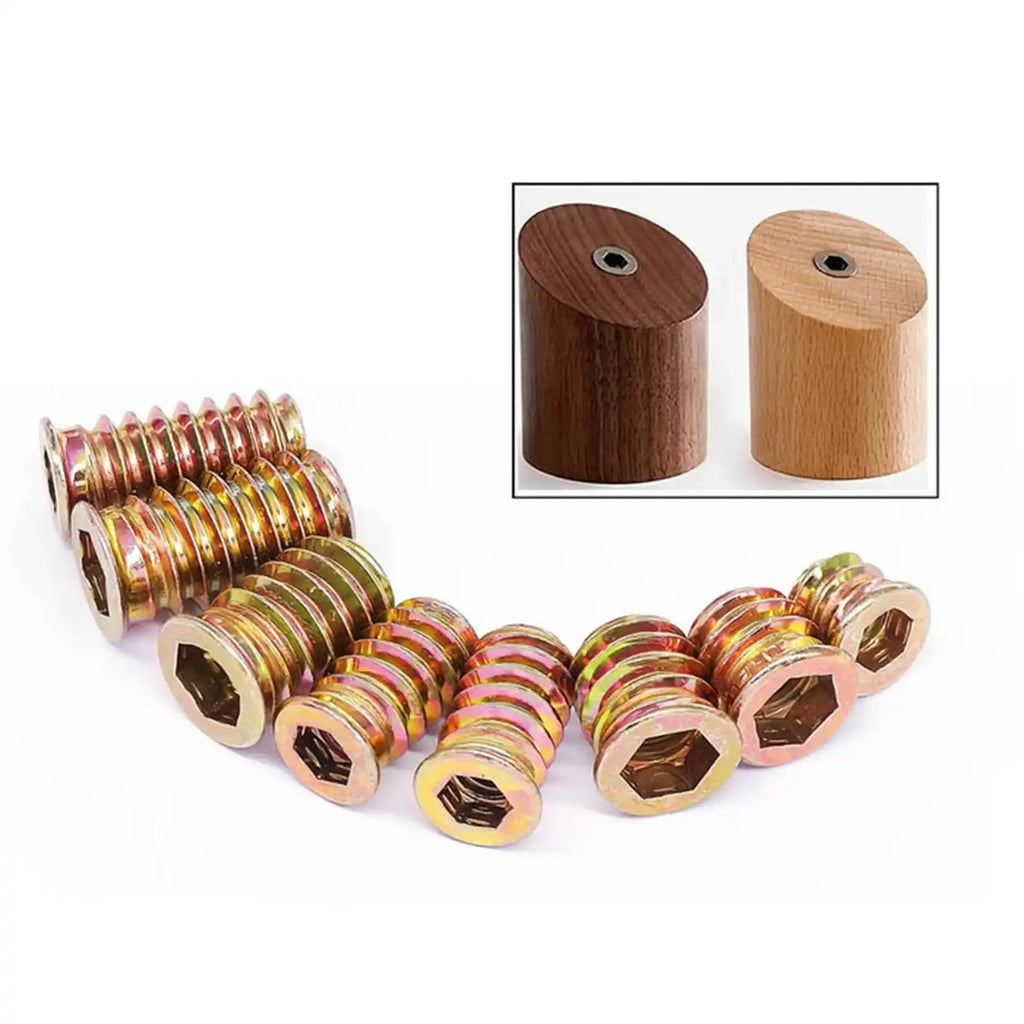 162Pcs Threaded Wood Inserts Kit - Carbon Steel Zinc Plated Furniture Nuts