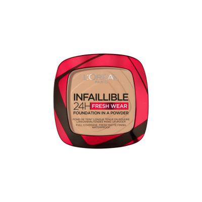L'Oreal Paris Infaillible Golden Beige Powder Foundation: 24H Fresh Wear, Matte Finish & Oil Control, Long-Lasting Coverage