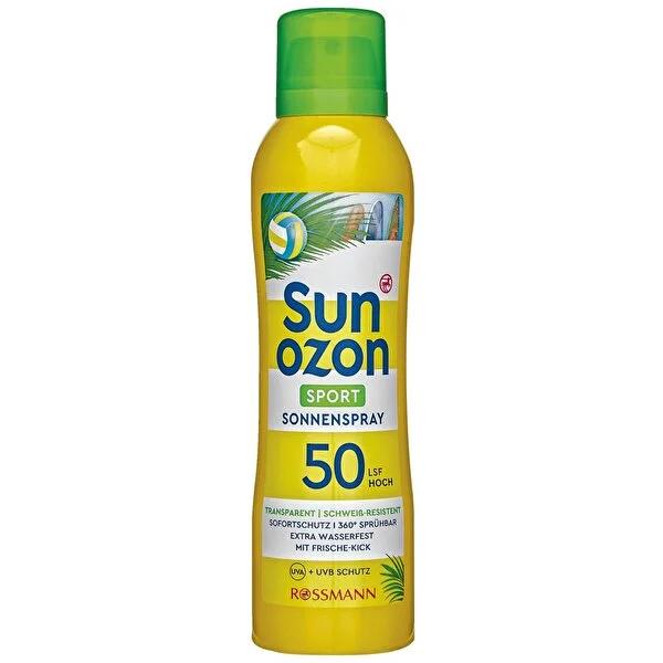 Sunozon Sunscreen Spray SPF 50 for Athletes: High UVA/UVB Protection, Sweat & Water Resistant - Clear Formula for Sensitive Skin