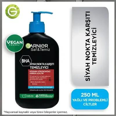 Garnier Charcoal Face Wash - 3-in-1 Blackhead Removal Facial Gel with Salicylic Acid, 8.45 fl oz