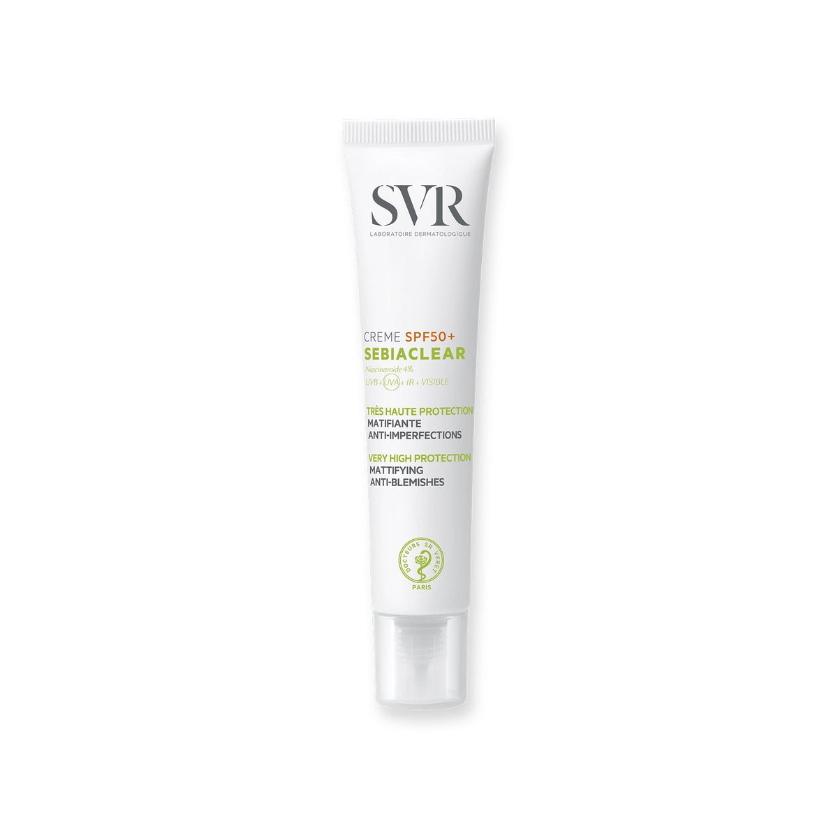 SVR Sebiaclear Krem SPF50+ Sunscreen Cream for Acne-Prone Skin - Matte Finish, Hydrating, 1.35 fl oz