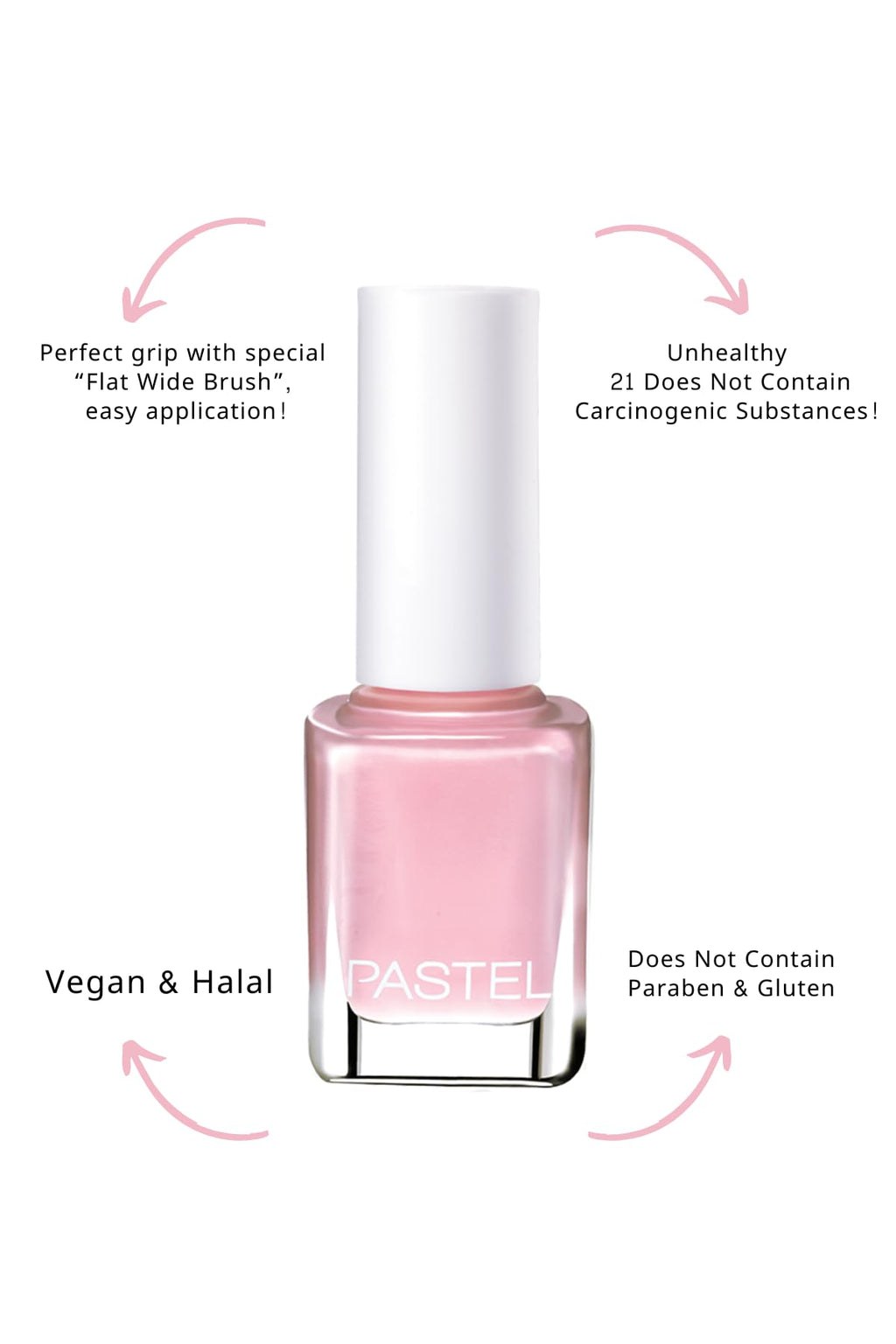 Pastel Vegan Nail Polish - Cruelty-Free, Toluene-Free, 54 Shades - 13ml