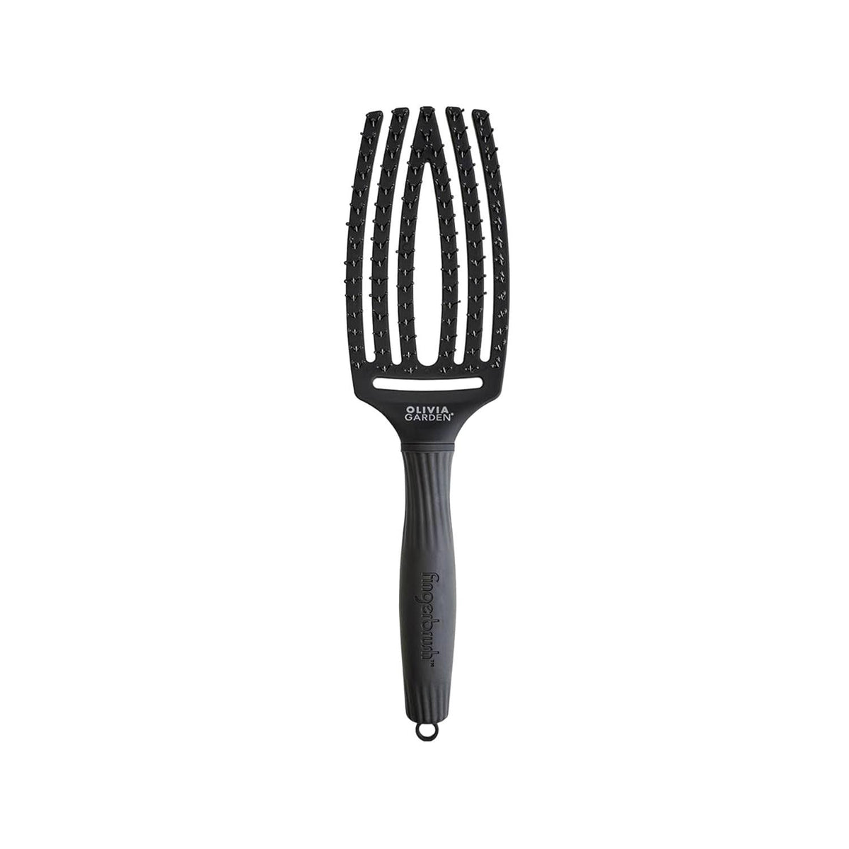 Olivia Garden Fingerbrush Care Iconic Double Bristles Black M - Gentle Oral Care for Kids & Adults