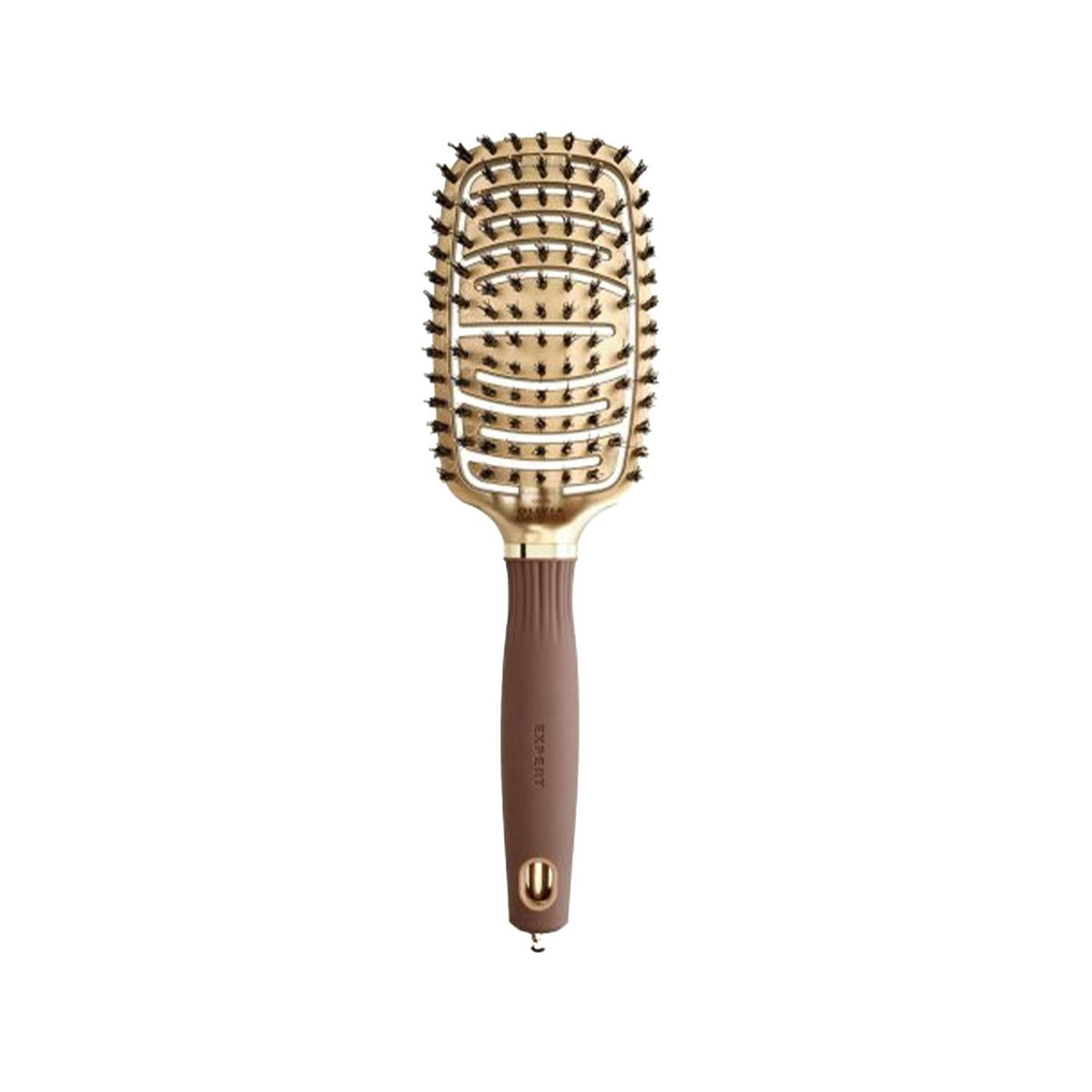 Olivia Garden Expert Care Flex Boar Bristles Gold Brown Hair Brush for Gentle Hair Care & Styling