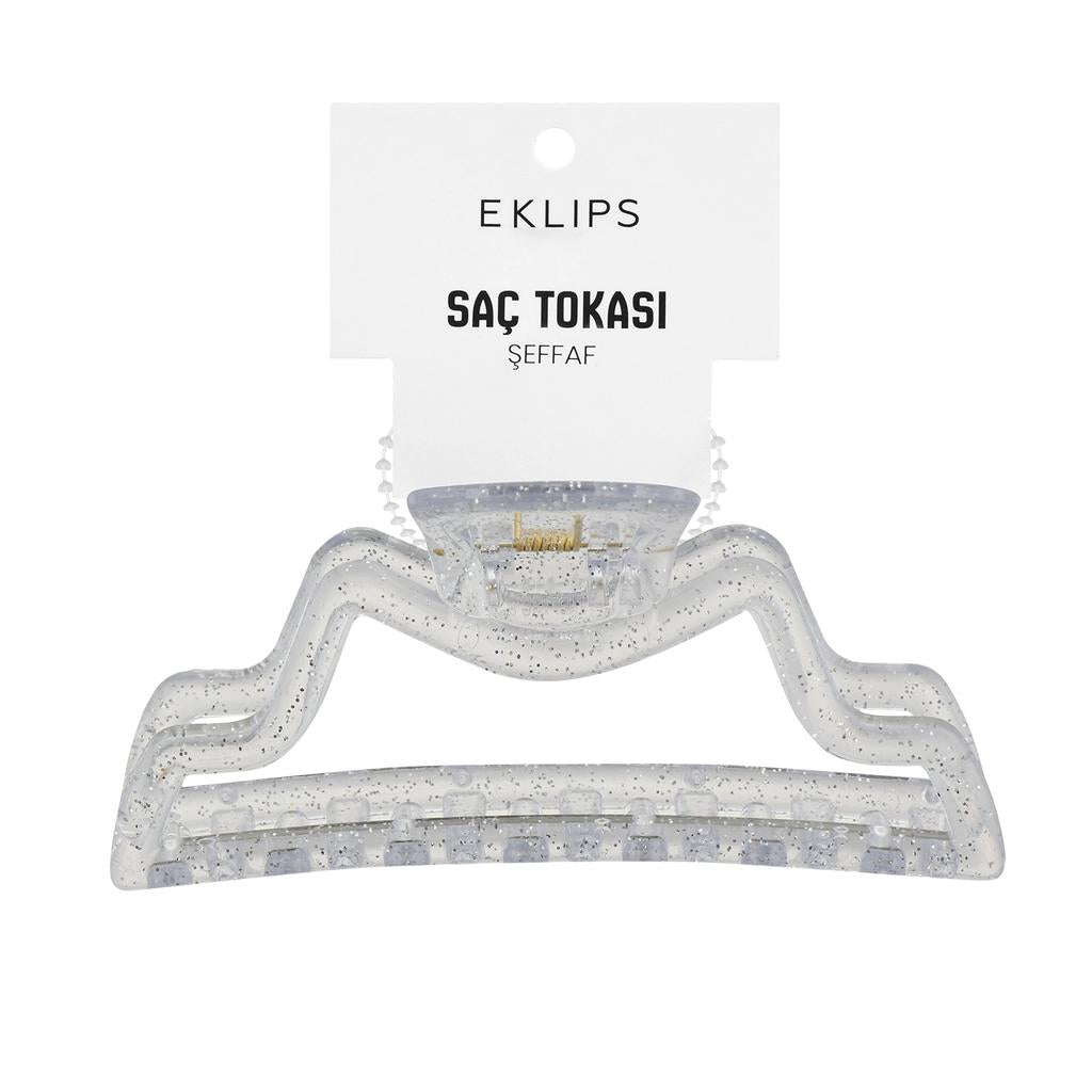 Eklips Curved Claw Hair Clip in Glittery Transparent