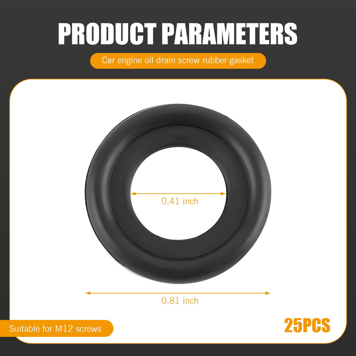 leechio 25 PCS Automotive Oil Drain Plug Gasket M14 Rubber Seal Black