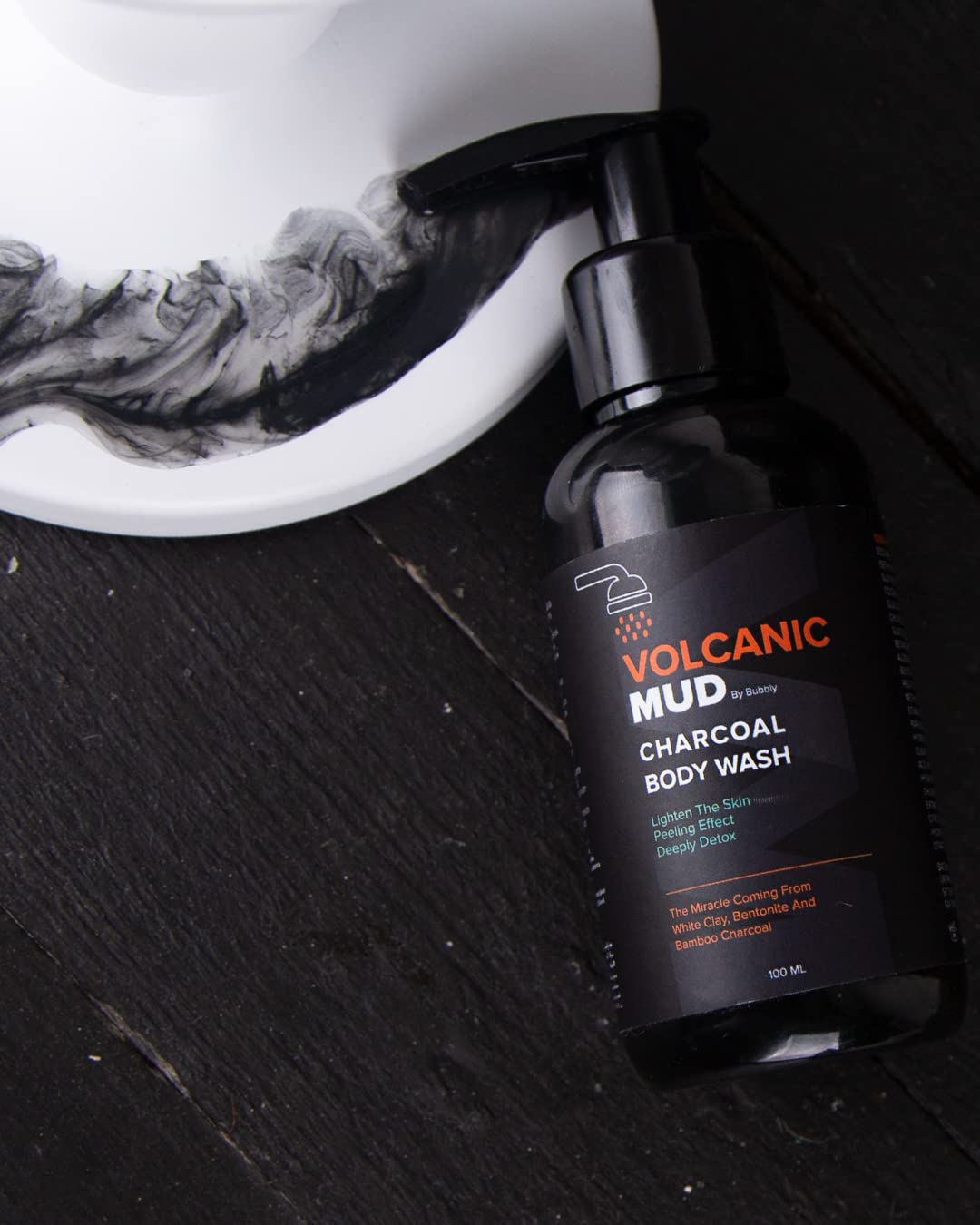 Volcanic Mud by Bubbly Charcoal Body Wash, Volcanic Mud Body Wash, Lightening and Dark Spot Corrector, 3.38 Fl Oz