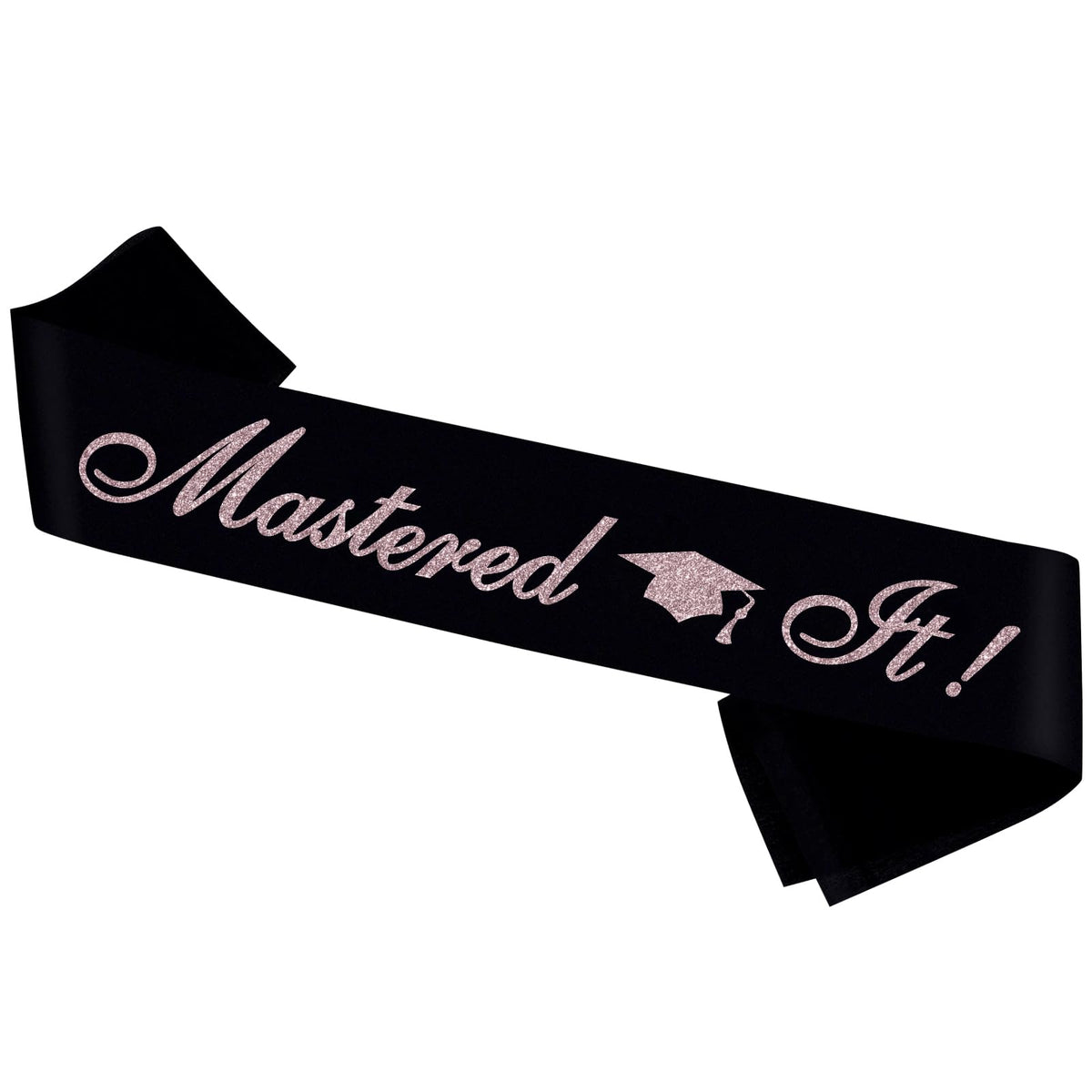 PYQWA Mastered It Graduation Sash Black Satin Rose Gold Foil Class of 2026