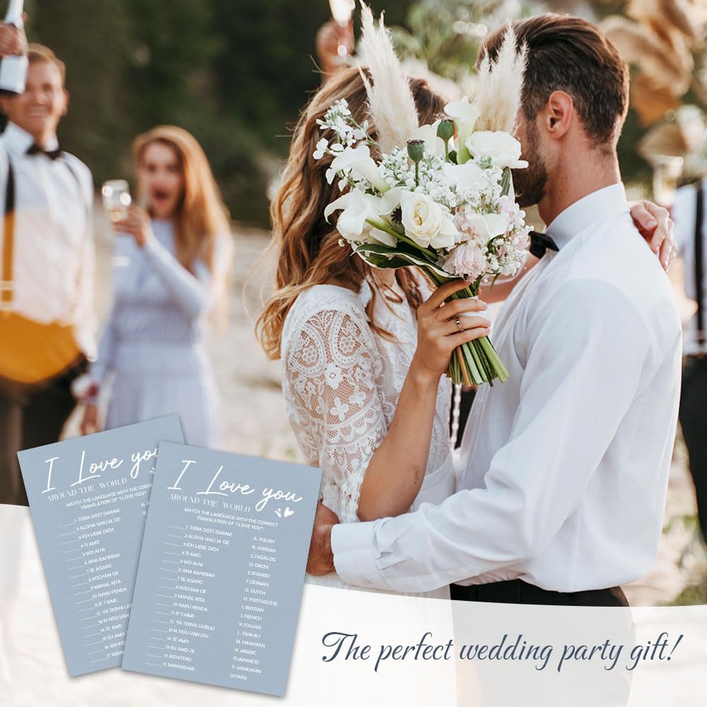 MBYHP I Love You Bridal Shower Game Cards 30 Pcs Blue Wedding Party