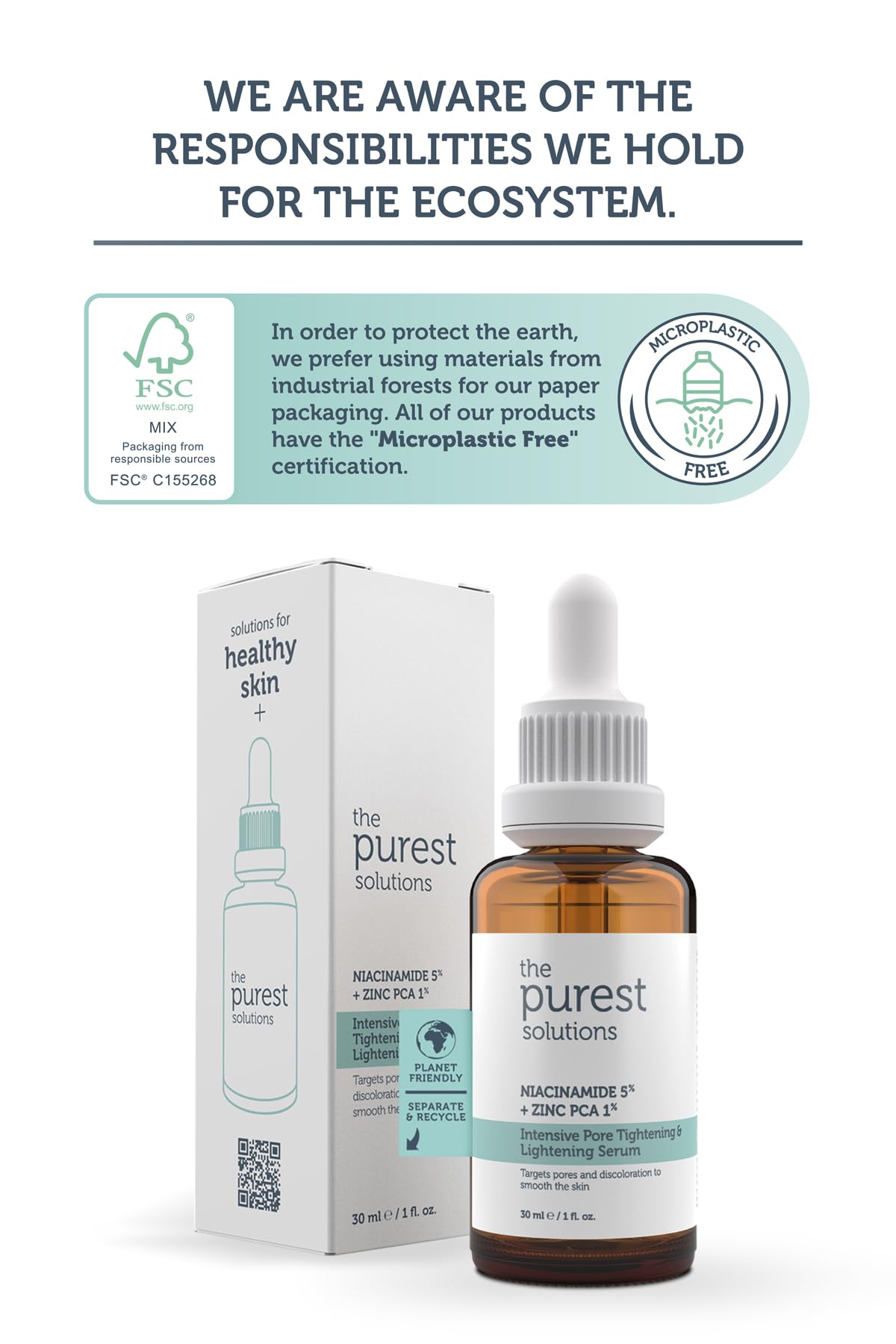 The Purest Solutions Skincare Set - Pore Tightening, Lightening, and Exfoliating for Uneven Skin Tone - Niacinamide Serum and Glycolic Acid Toner