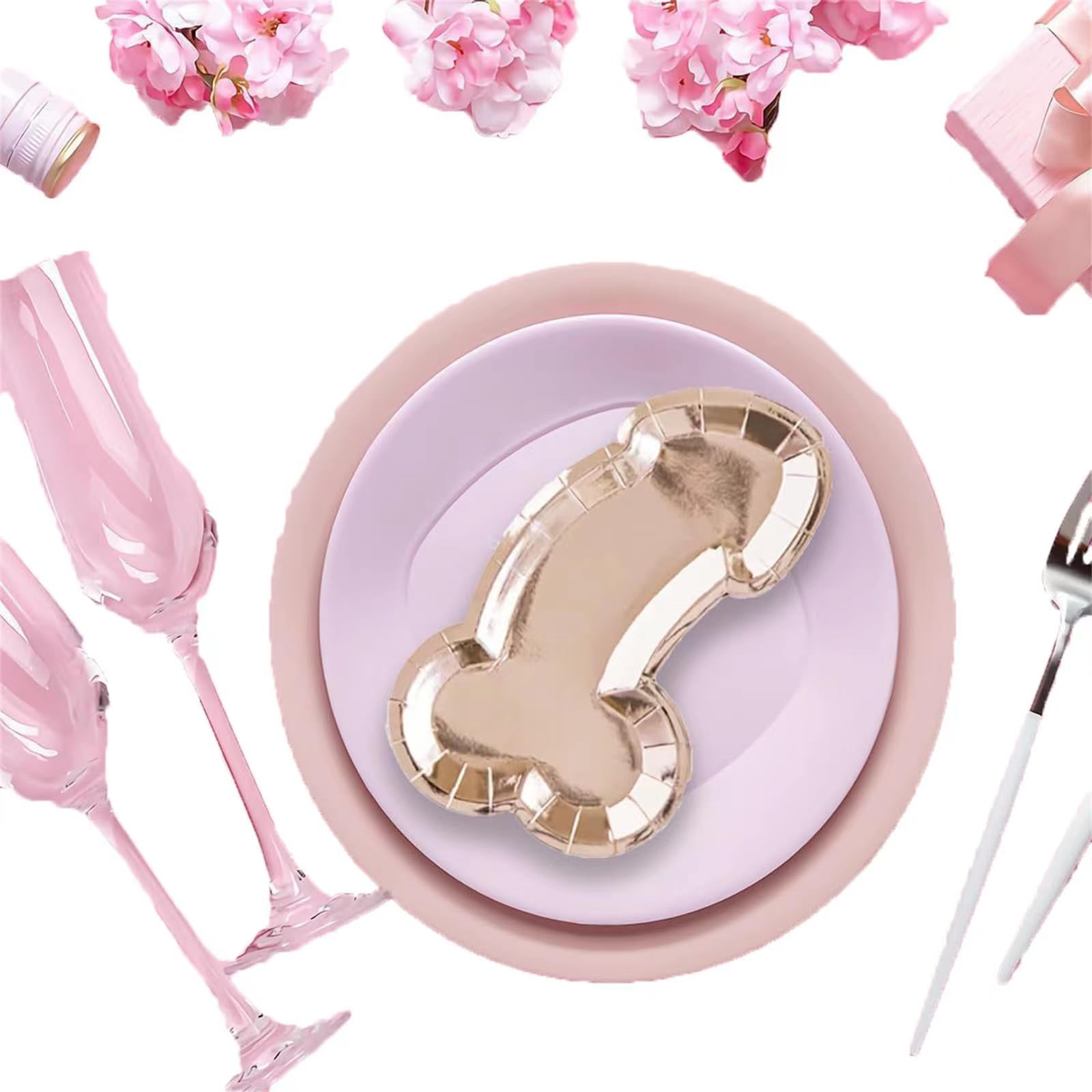 HQKJGSYX 10 PCS Disposable Glitter Party Plates Rose Gold Geometric Modern