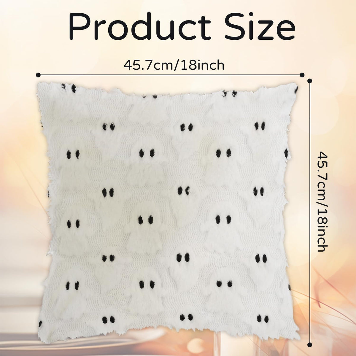 yaenoei Halloween Ghost Pillow Covers 18x18 Beige Set of 2
