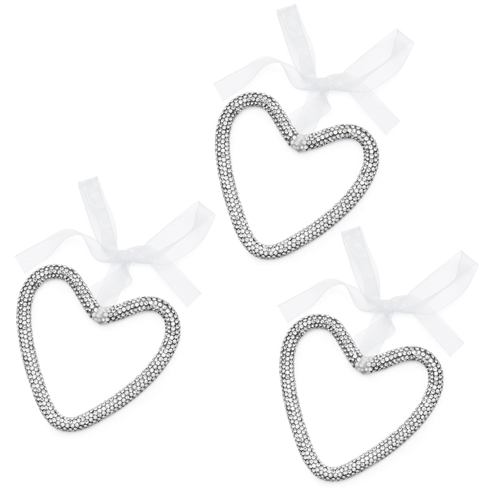 Mrchtmas Christmas Silver Bow Ornament 2025 Heart Rhinestones 1 Pc