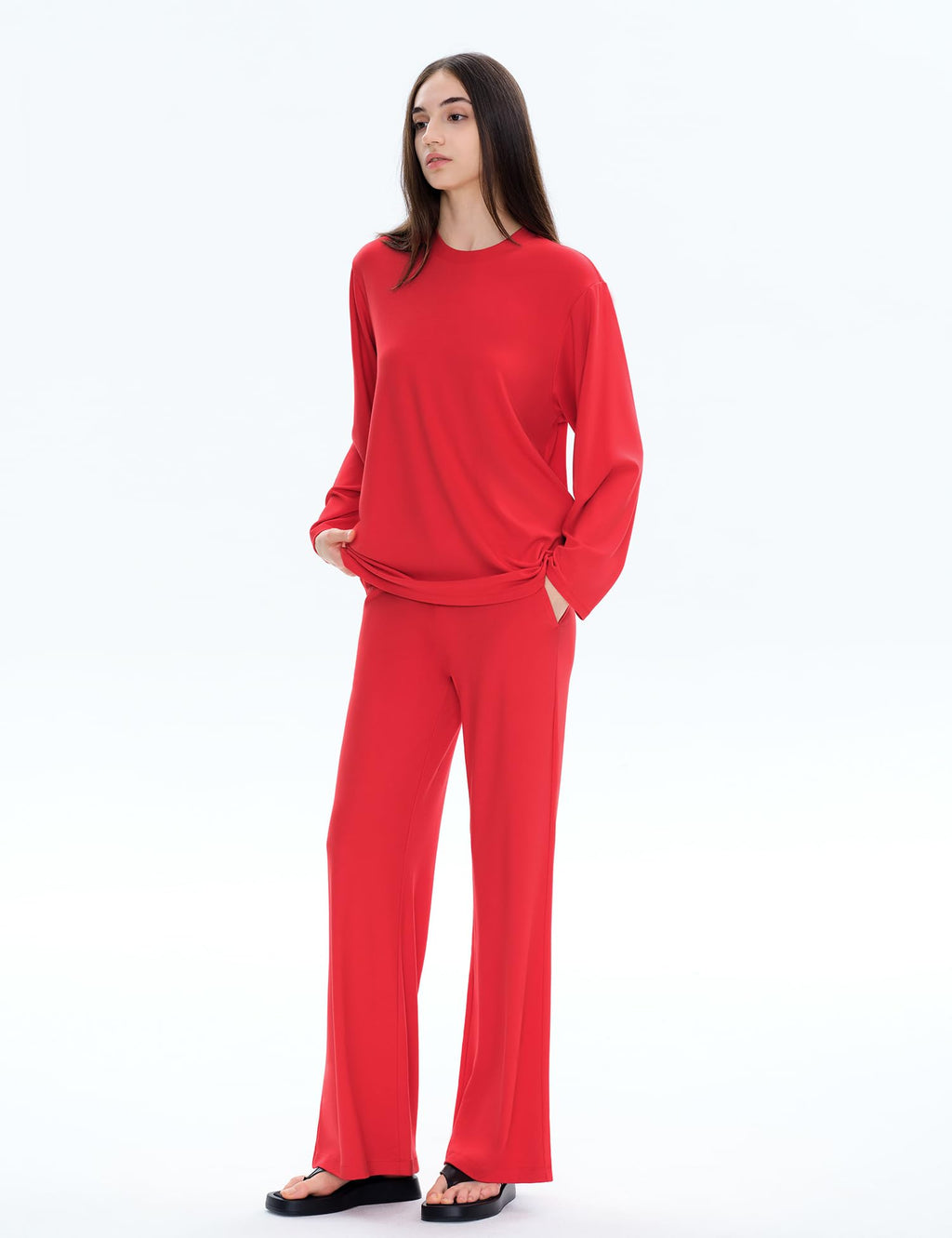 C202 Women's Two Piece Sweatsuit Tracksuit Scarlet Rayon Blend Size XL