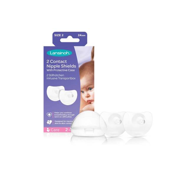 Lansinoh Nipple Shield, 24mm - Breastfeeding Aid for New Mothers, 2 Pieces with Storage Case
