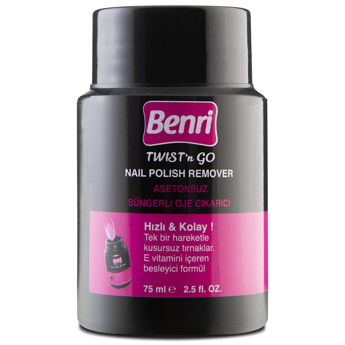 Benri Acetone-Free Nail Polish Remover with Vitamin E & Pro-Vitamin B5: Gentle, Nourishing Remover for Natural & Artificial Nails