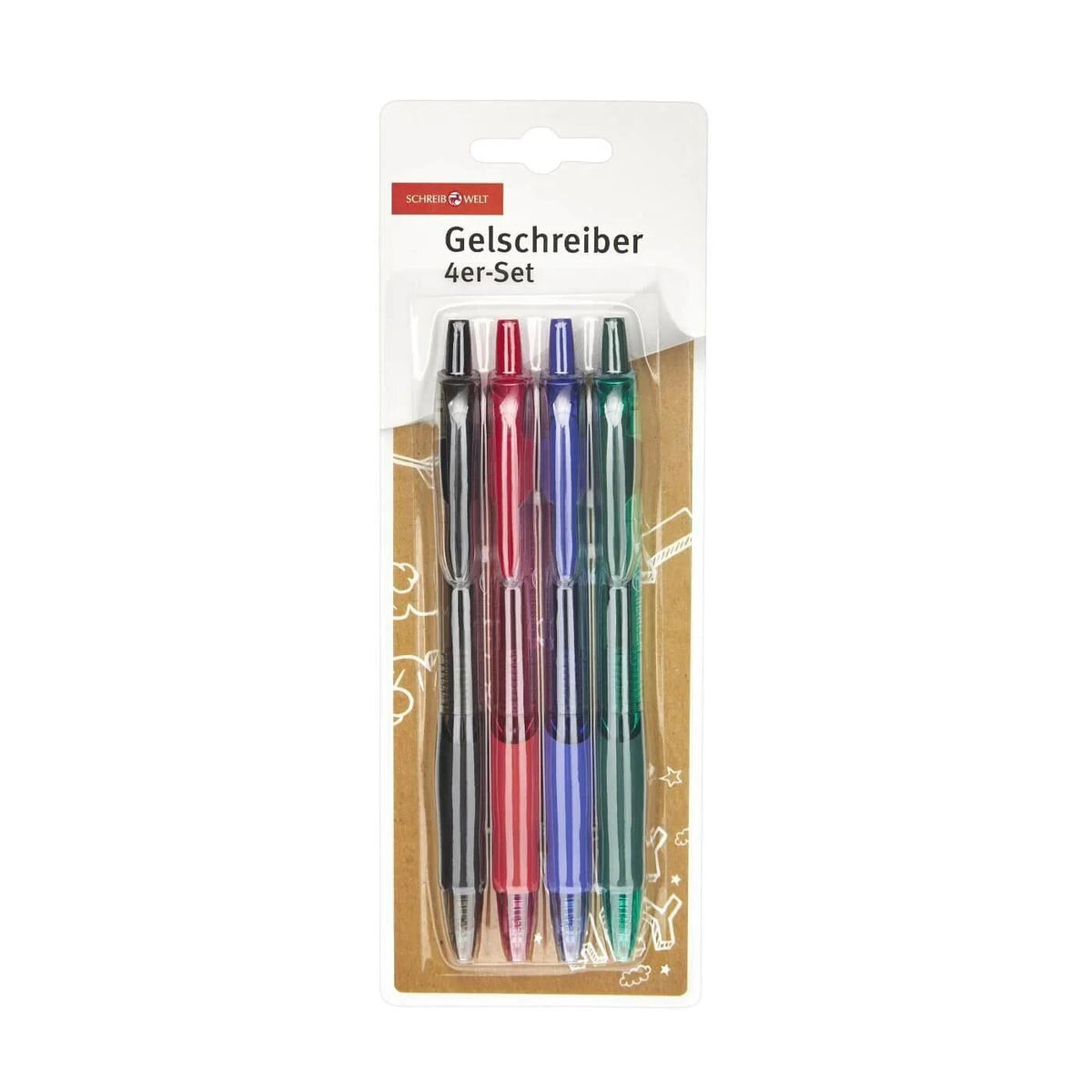 Schreibwelt Gel Ballpoint Pen Set for Smooth Writing 4-Pack