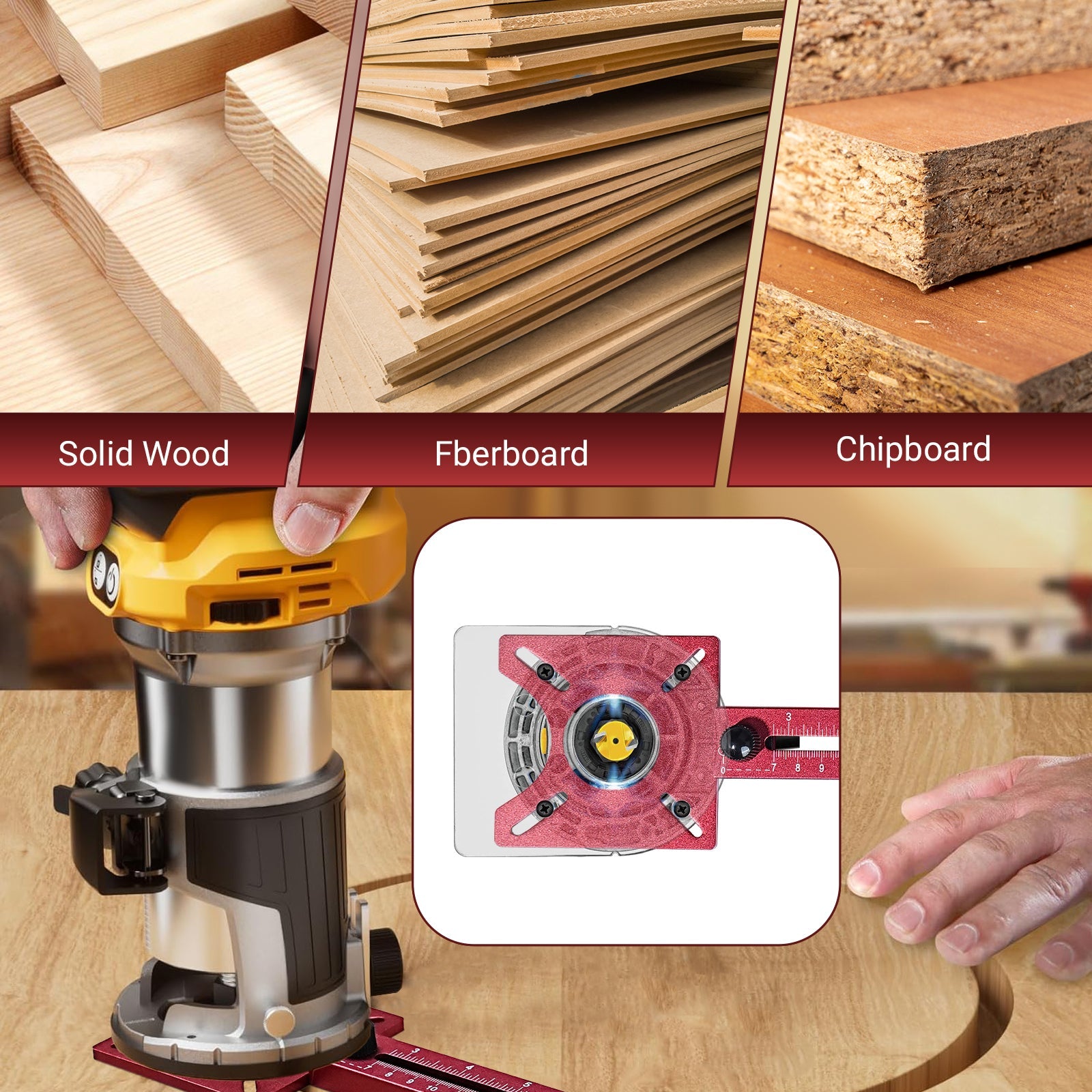 Circle Cutting Jig for Router — 5-in-1 Aluminum Alloy Woodworking Guide, Adjustable 10"–58" Large Circle Cutter