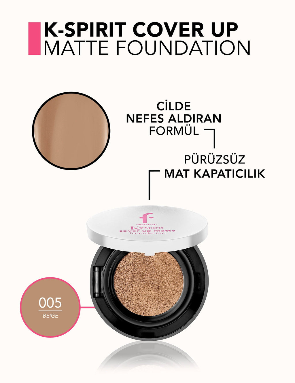 Flormar K-Spirit Cover Up Semi-Matte Cushion Foundation