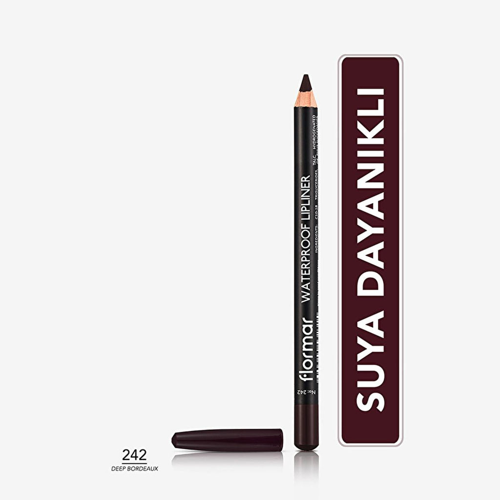 Flormar Mat Lip Liner - Waterproof & Highly Pigmented for Long-Lasting Lip Color - Deep Bordeaux