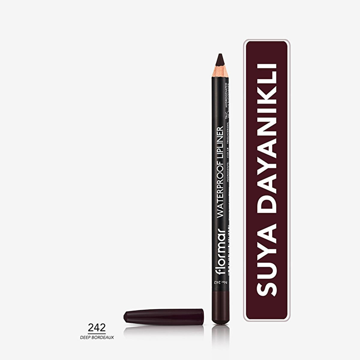 Flormar Mat Lip Liner - Waterproof & Highly Pigmented for Long-Lasting Lip Color - Deep Bordeaux