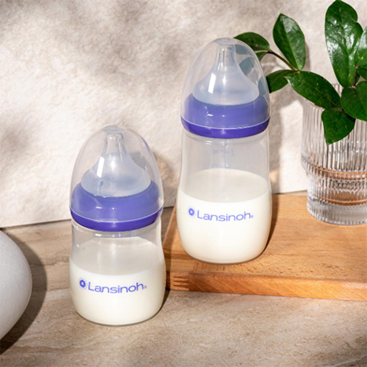 Lansinoh BPA Free Baby Bottle with NaturalWave Nipple - 160ml, Supports Easy Breastfeeding Transition