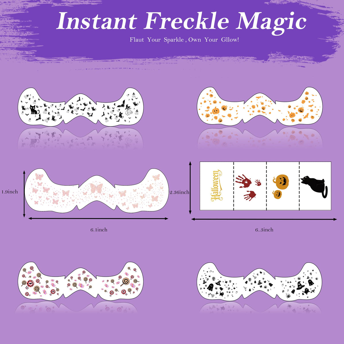 Diesetsr Face Glitter Freckles Temporary Tattoos Stickers Black 30 PCS