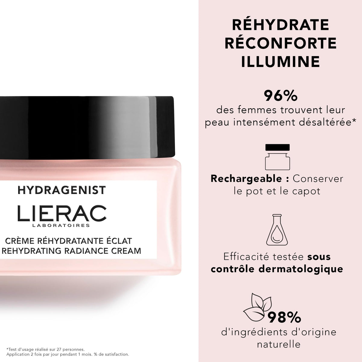 Lierac Hydragenist Moisturizing Cream for Dry Skin - 50ml, Natural Ingredients, Radiant & Hydrated Skin