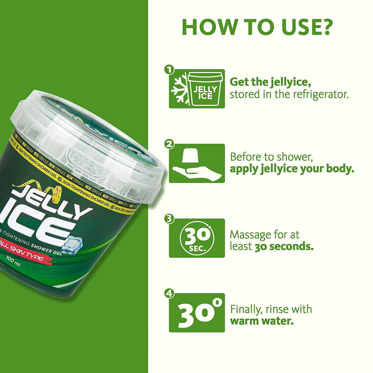 Jellyice Skin Tightening Shower Gel - All Skin Types - Natural Formula - Firming Bath Gel