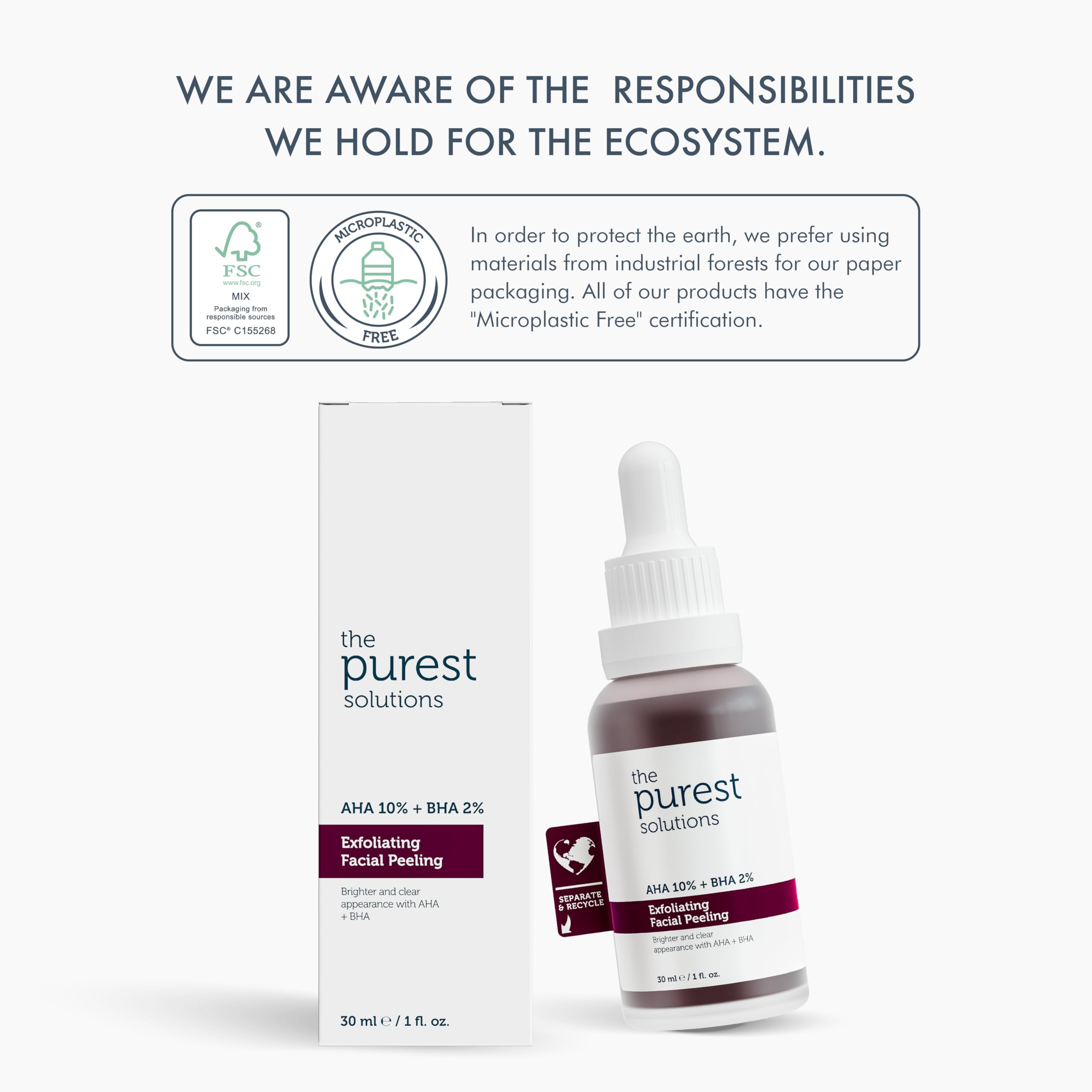 The Purest Solutions Skincare Set for Dry Skin - AHA BHA Exfoliating Serum & Hyaluronic Acid Hydrating Serum