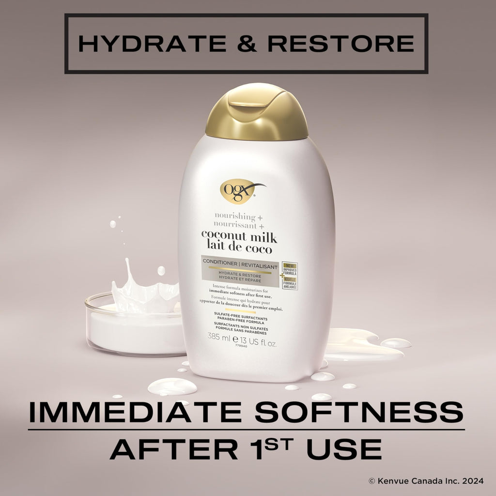 OGX Detoxifying Charcoal Hair Conditioner 385ml - Sulfate-Free, Activated Charcoal & Kaolin Clay Formula