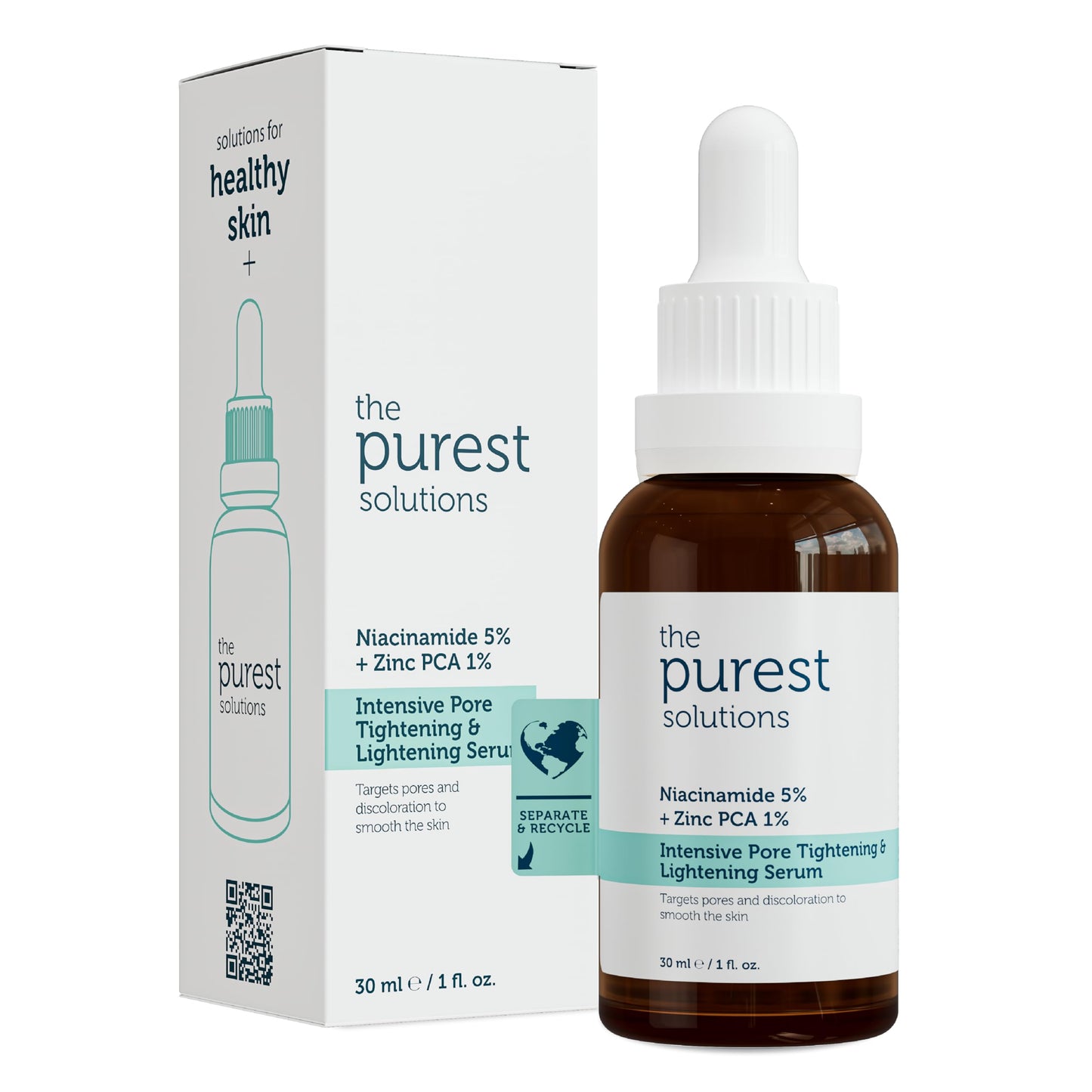 The Purest Solutions Skincare Set - Pore Tightening, Brightening Serum, Oil Control Toner for Even-Toned Skin