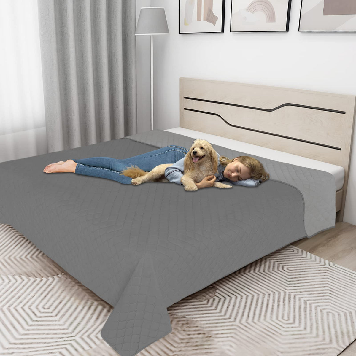 Easy-Going Waterproof Reversible Dog Bed Cover 68x86 Gray/Light Gray