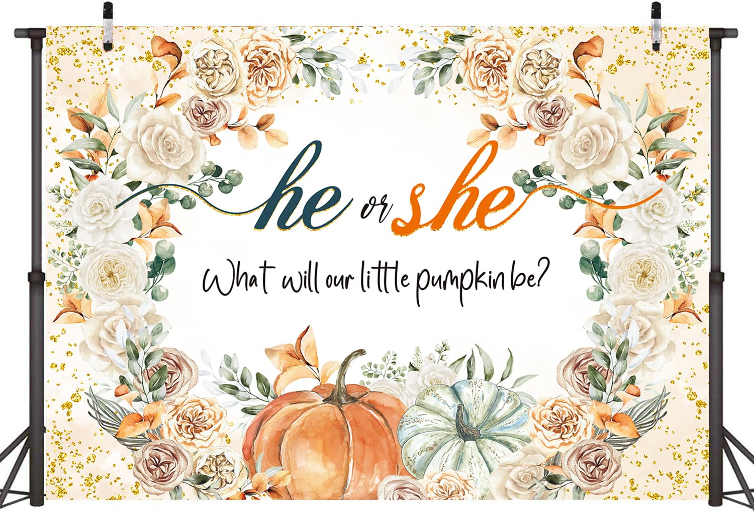 CUMIA Autumn Pumpkin Gender Reveal Backdrop 7x5FT Orange Fall Photo Prop