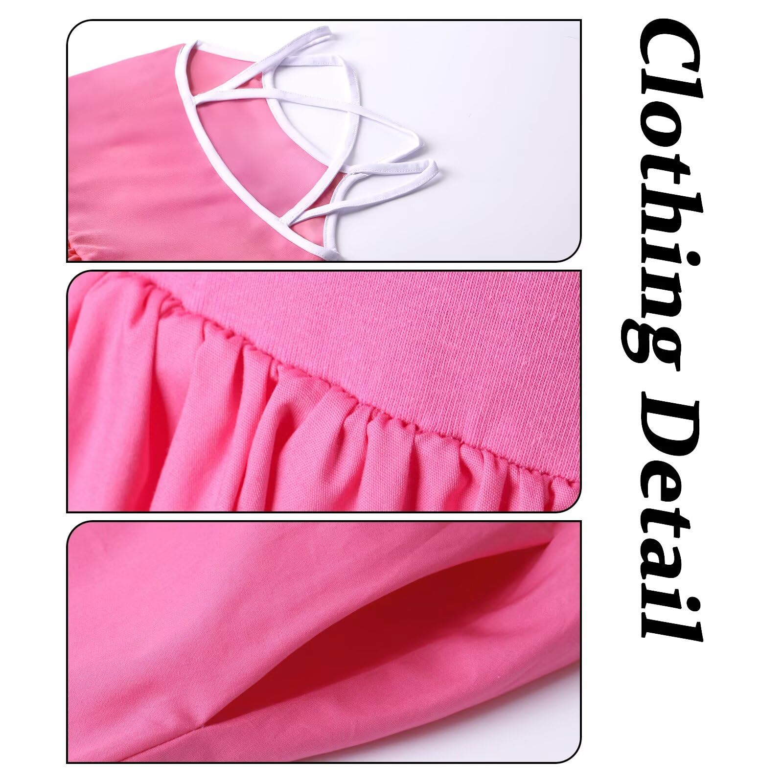 WELAKEN Girls Summer Sundress Criss Cross Back Elastic Waist Hot Pink Size 14Y