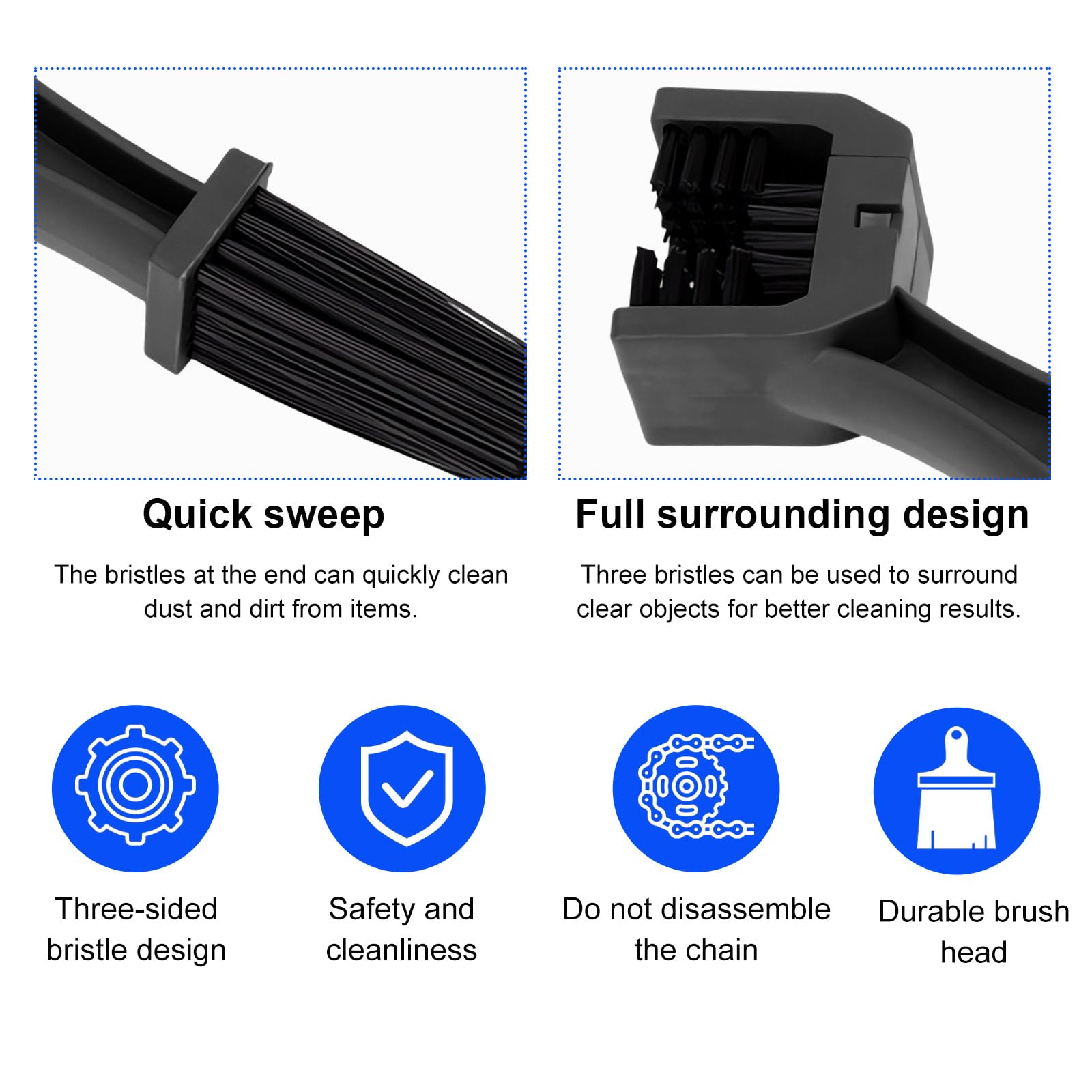 Kewucn 2 PCS Bike Motorcycle Chain Washer Gear Scrubber Durable ABS Black