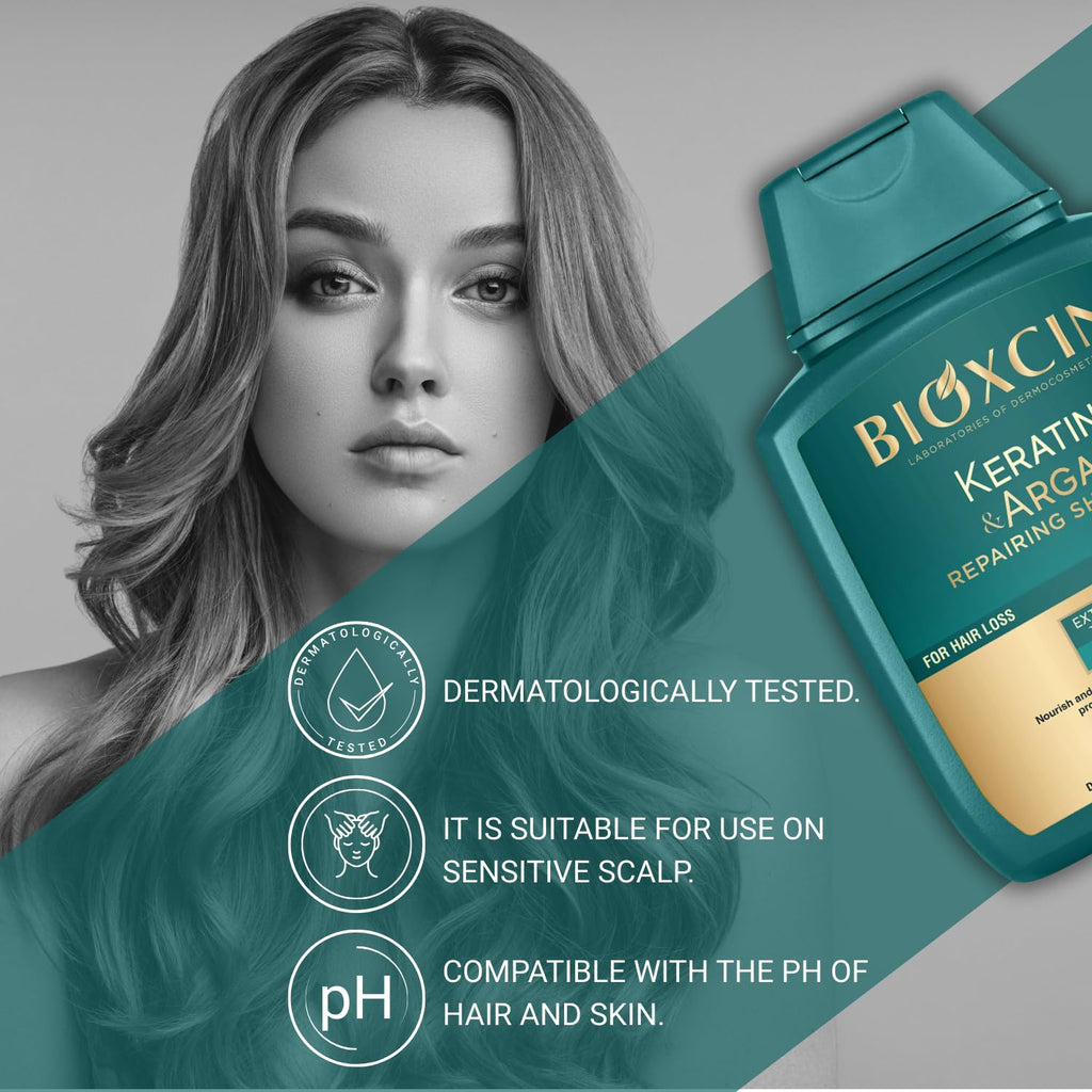 Bioxcin Keratin & Argan Repair Shampoo - Nourishes & Repairs Damaged Hair, 300ml