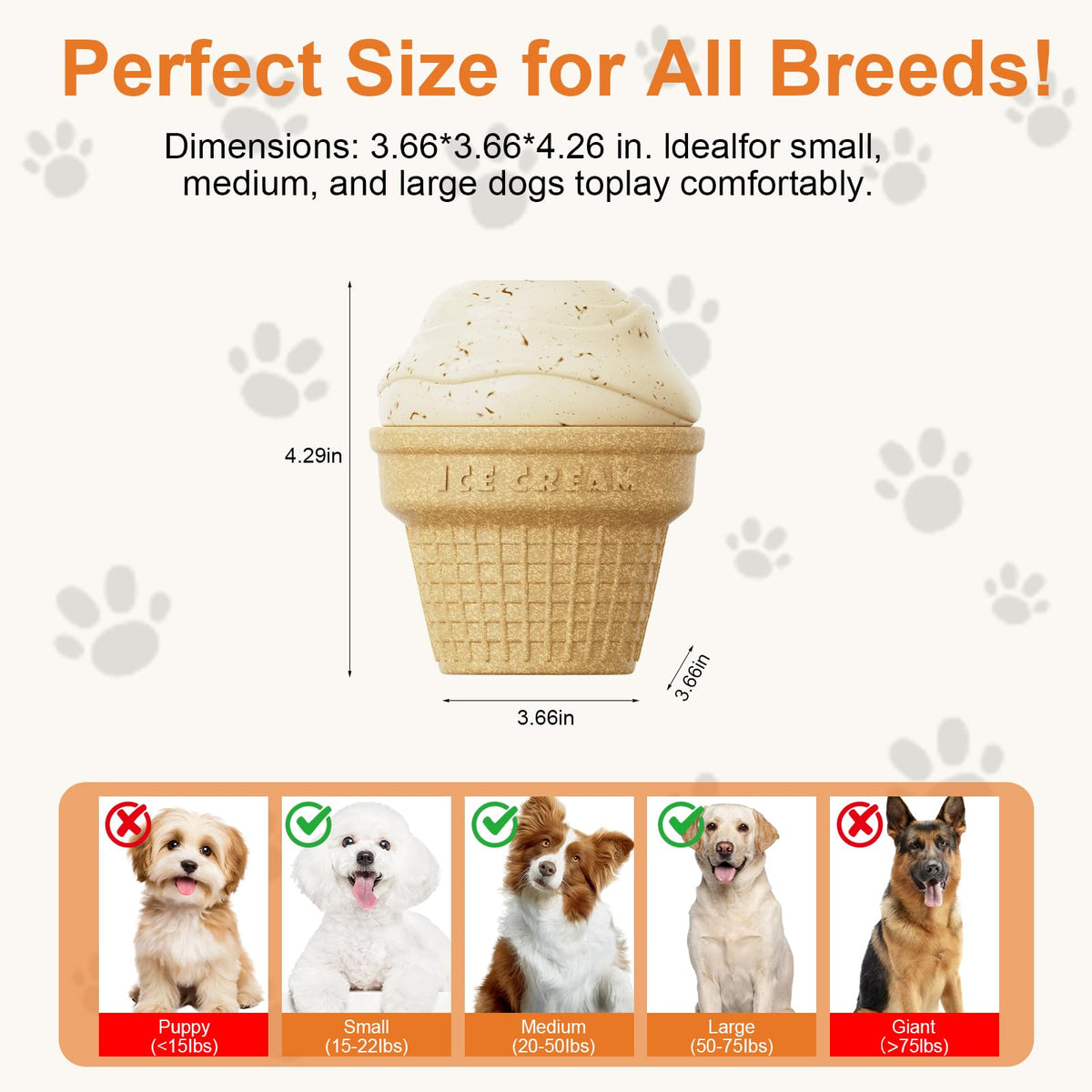 hwnguJ Durable Freezable Ice Cream Dog Toy for Aggressive Chewers