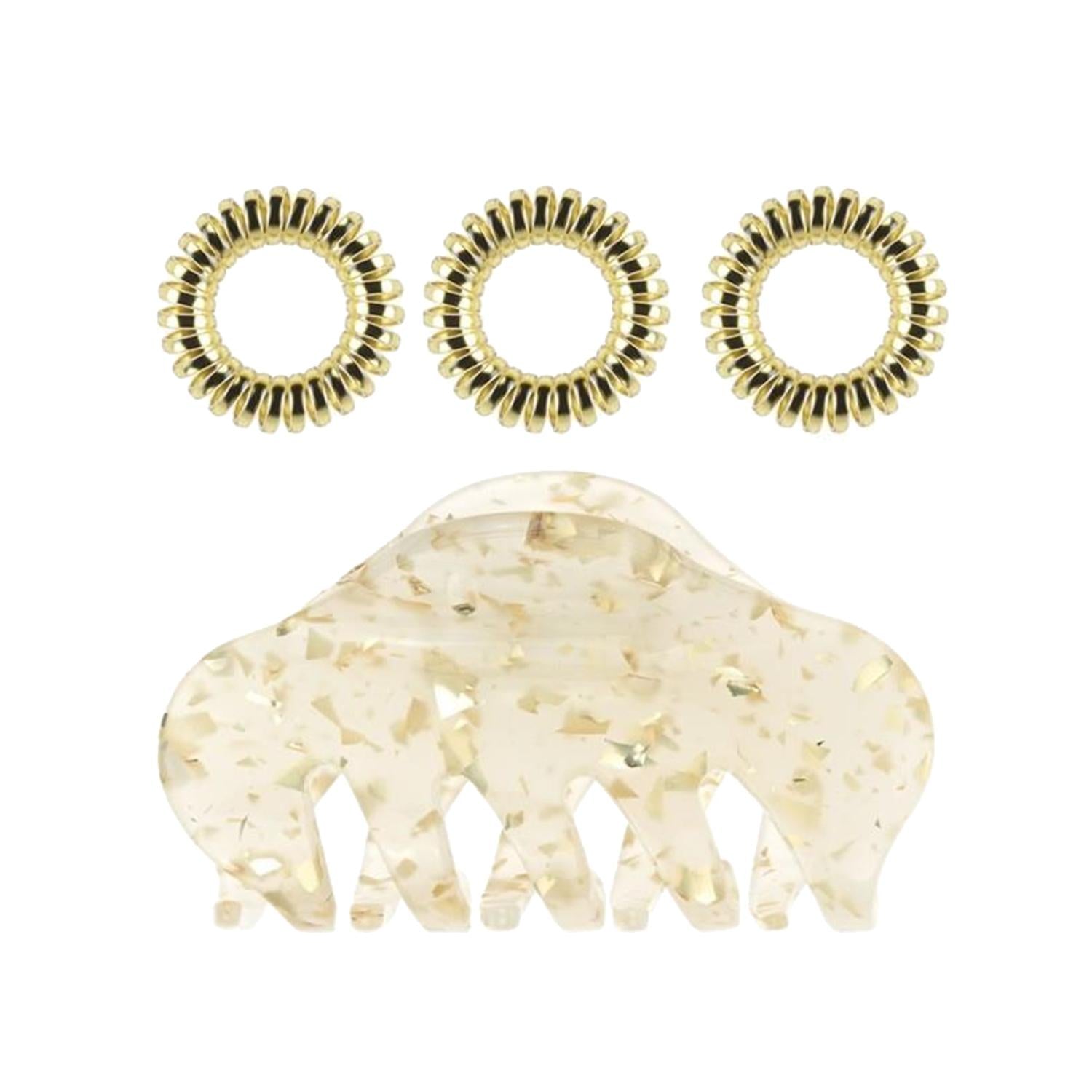 Invisibobble Apres Ski Golden Glamour Hair Accessories Set - Luxurious Hair Clips for Stylish Hair Holding