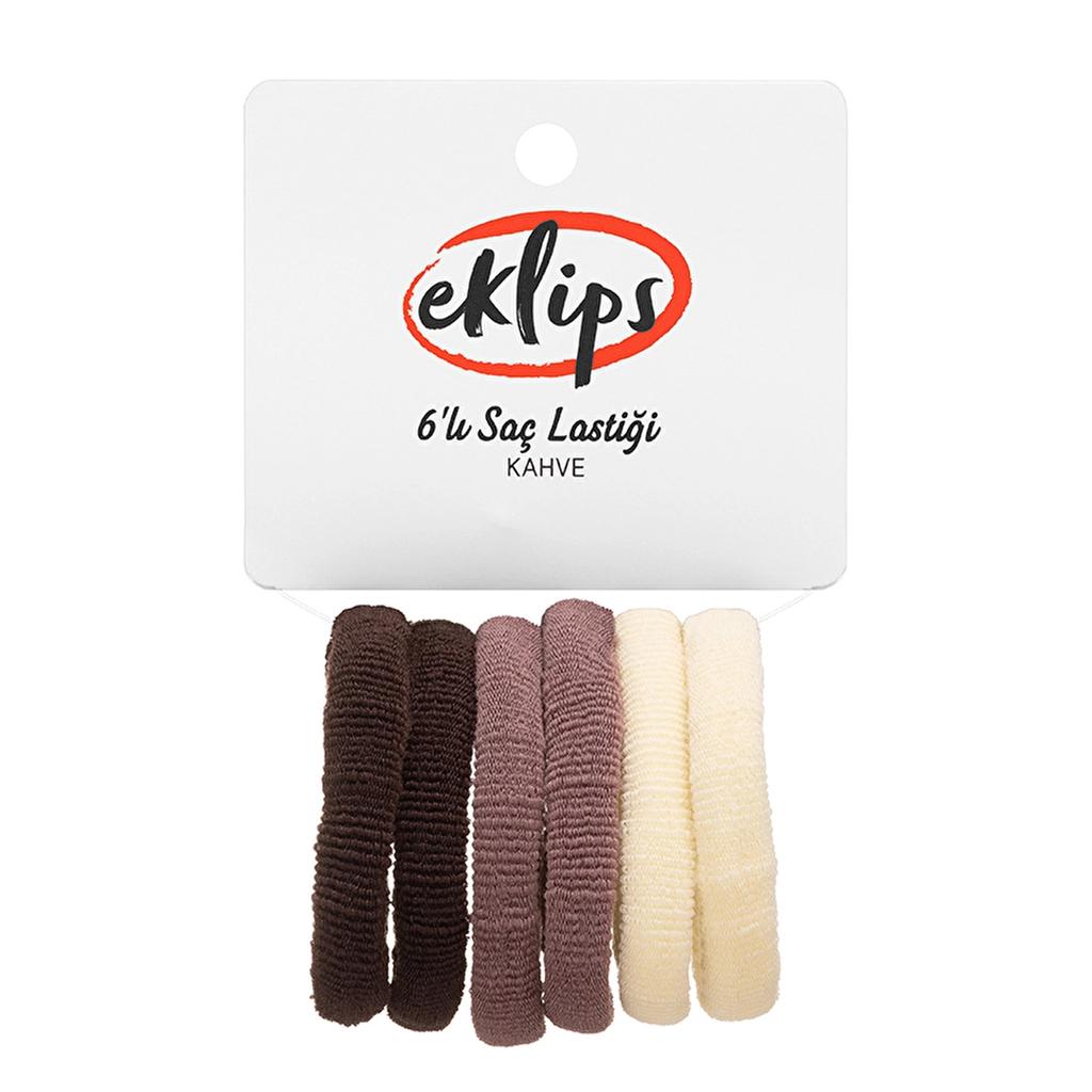 Eklips Brown Hair Elastics for Secure Hold 6-Pack
