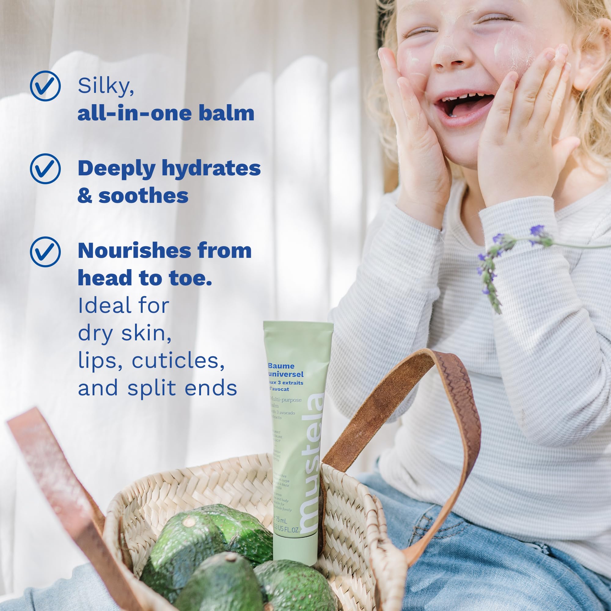 Mustela Multi-Purpose Avocado Balm - Nourishing Skincare for the Whole Family, Natural Dry Skin Relief