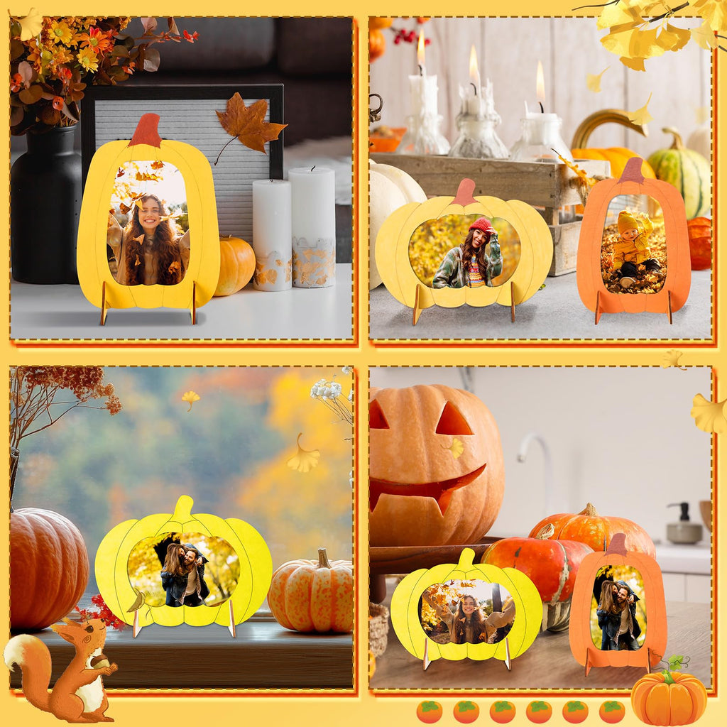 Geelin 24 Pack Wooden Pumpkin Picture Frame DIY Crafts 5.5x7.48 inches