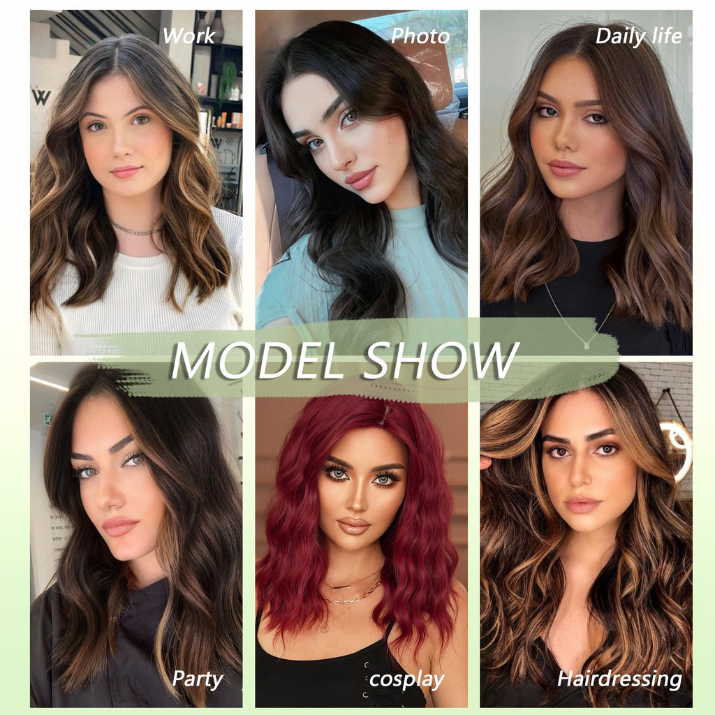Maforsoon Wigs for Women Short Wave Synthetic Curly Wig 14inch