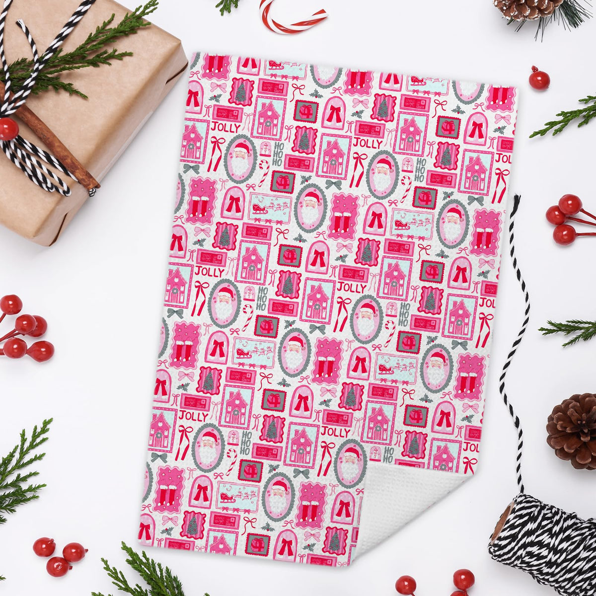 WDSFHYJK Coquette Christmas Santa Kitchen Towels Hot Pink 16x24 Inch