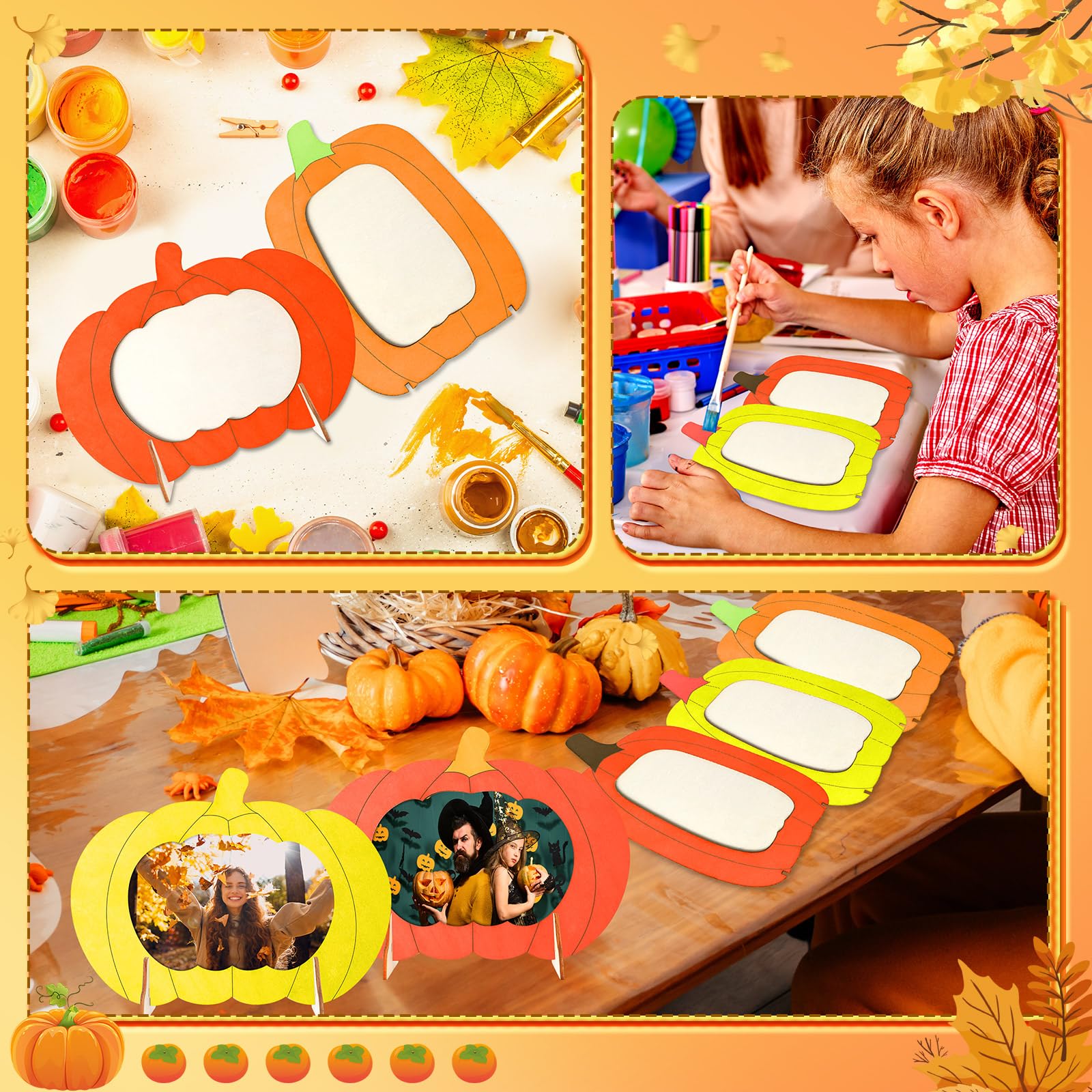 Geelin 24 Pack Wooden Pumpkin Picture Frame DIY Crafts 5.5x7.48 inches