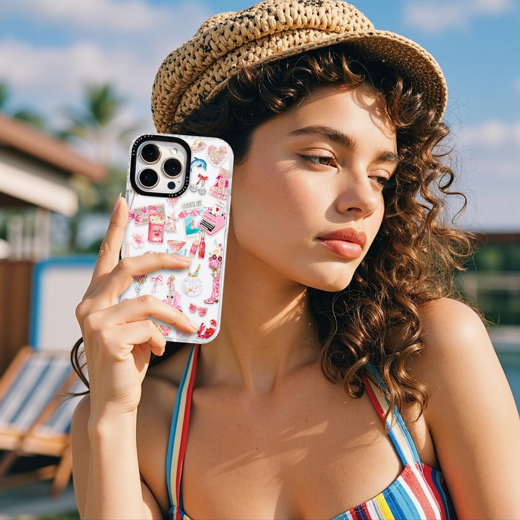 ChiCaseVer iPhone 13 Case Coastal Romance Pink TPU Slim Military-Grade