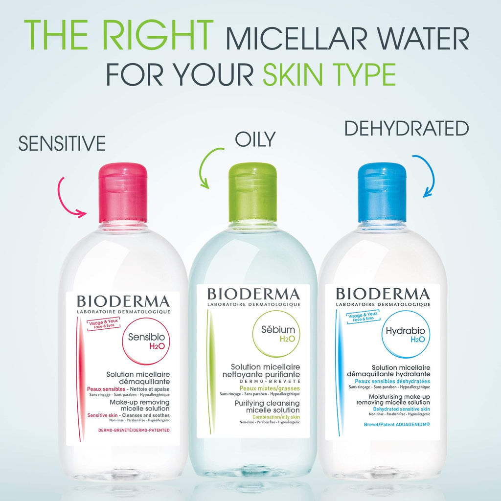 Bioderma Sebium H2O Cleansing Water for Combination/Oily Skin - 8.45 fl oz, Non-Comedogenic, No-Rinse Formula