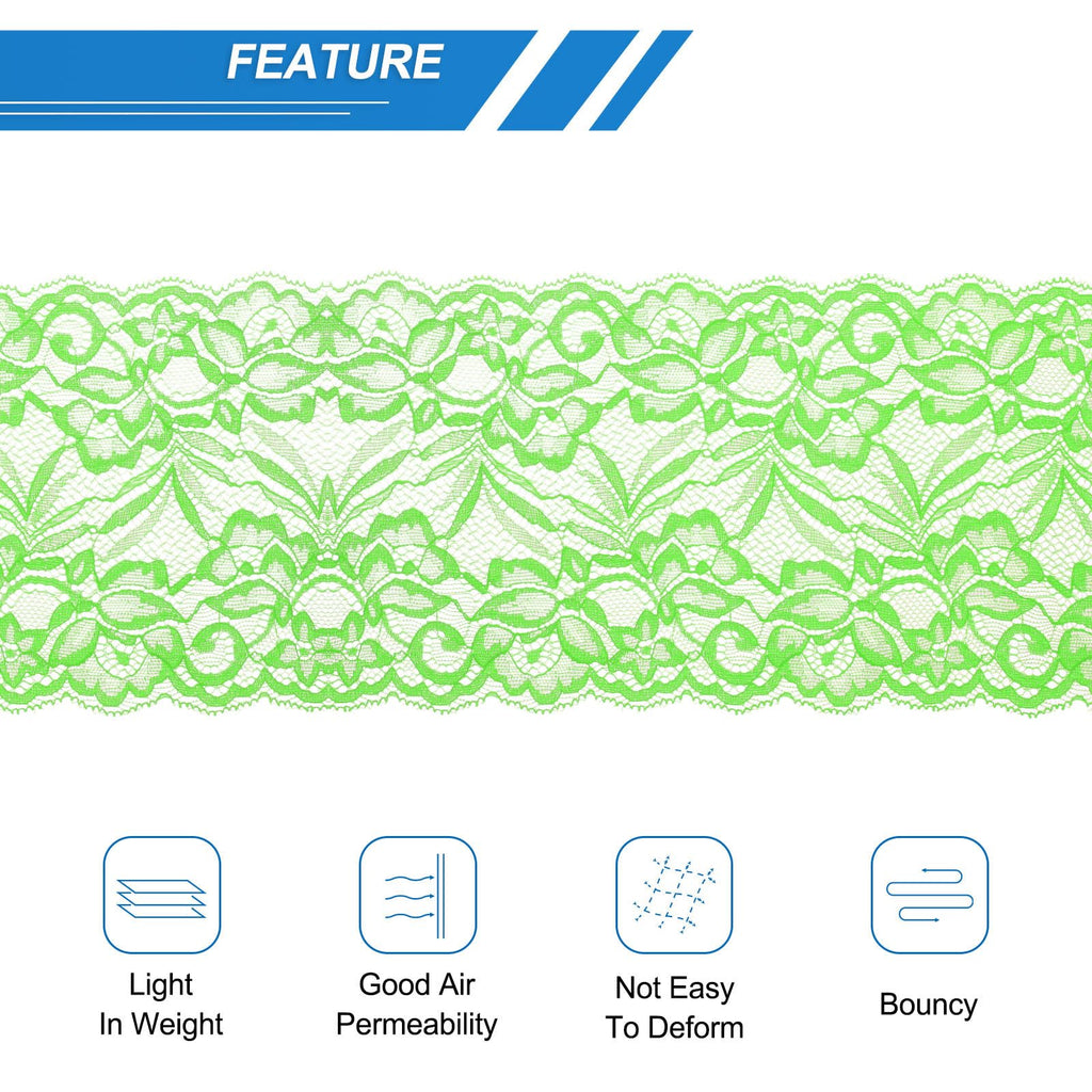 MECCANIXITY 6 Inch Lace Ribbon Floral Trim 5 Yard Green Sewing Craft Decor