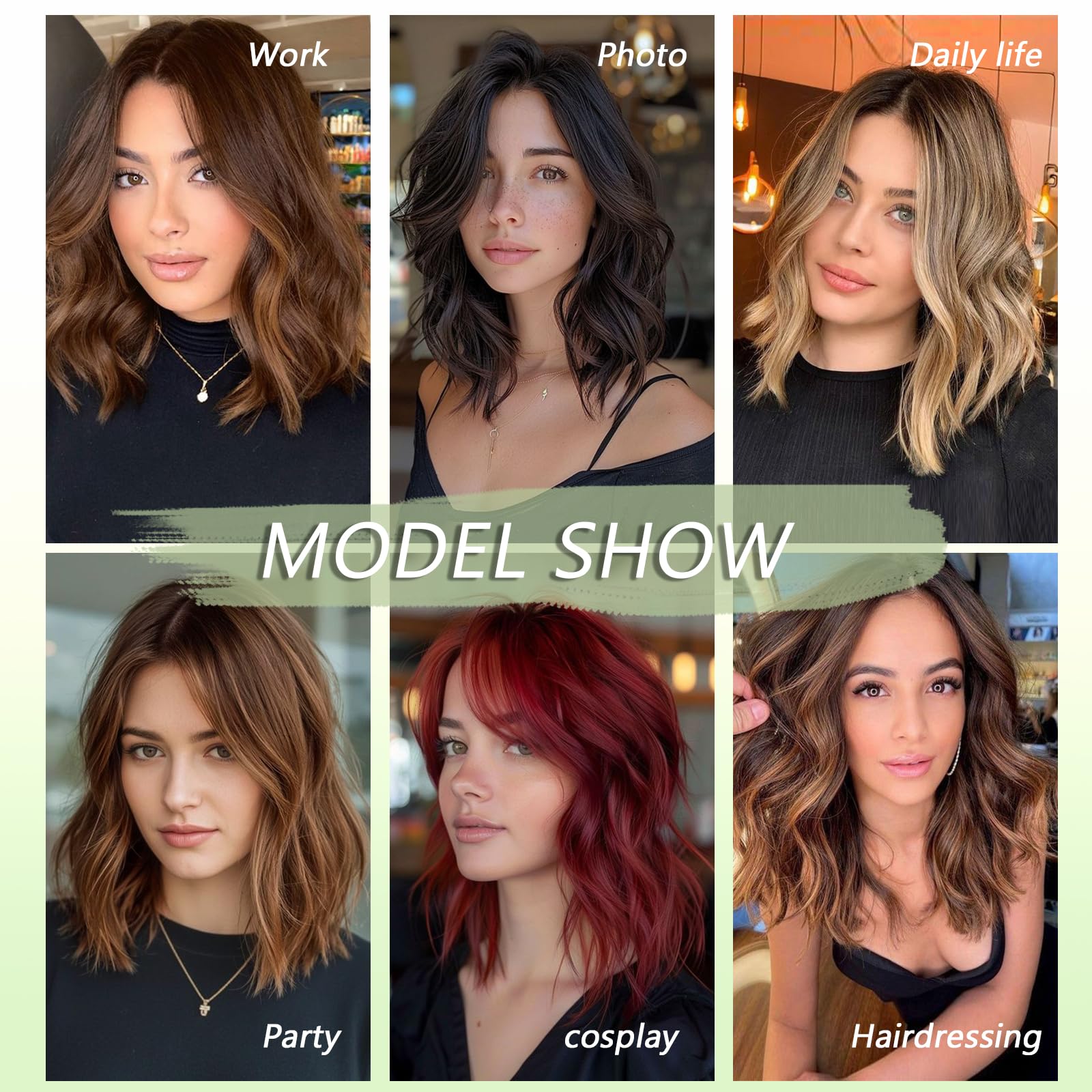 Maforsoon Wigs for Women Short Wave Synthetic Wig 14inch