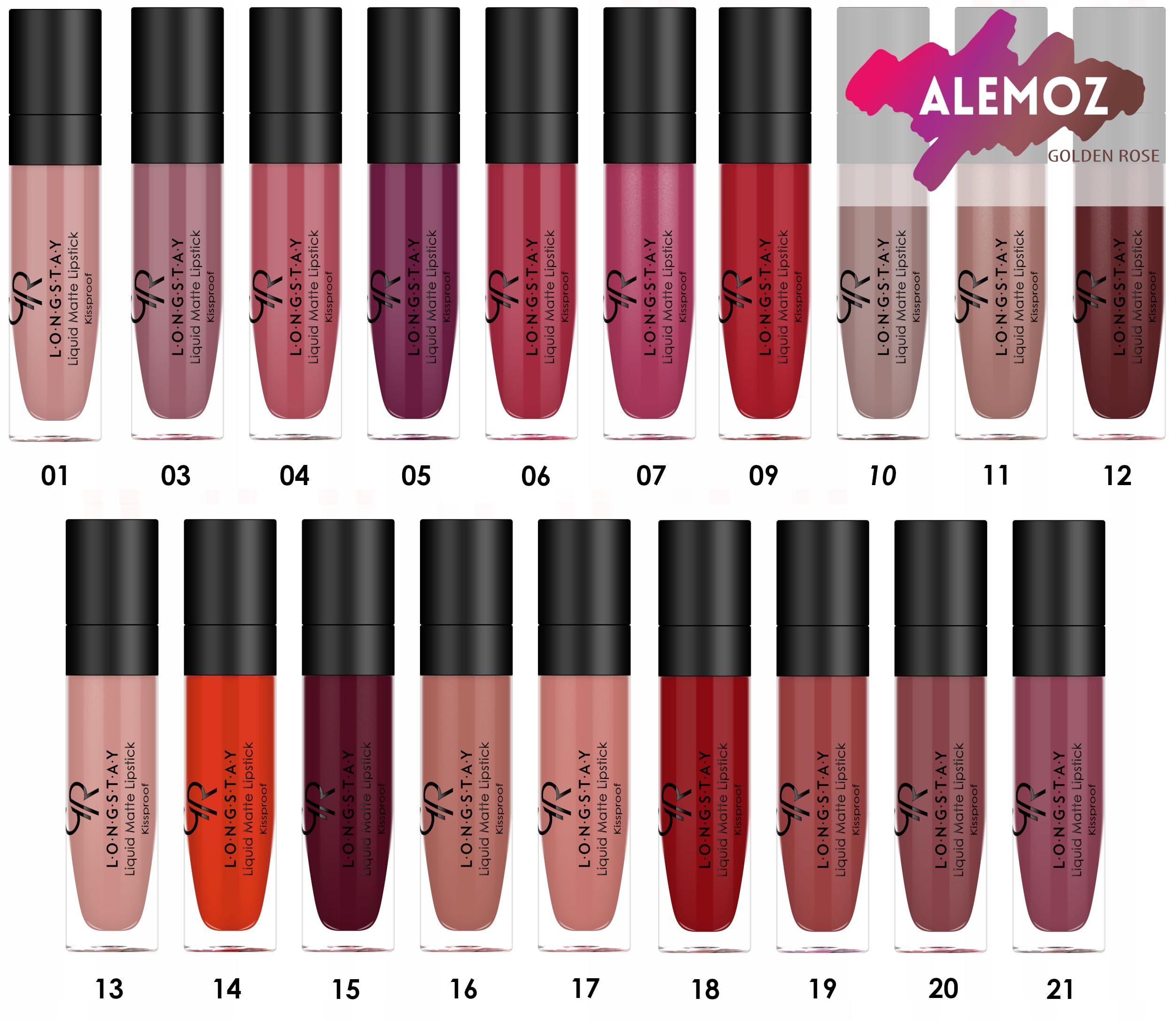 Golden Rose Matte Liquid Lipstick No:08 - Long-Lasting, Non-Drying Lip Color